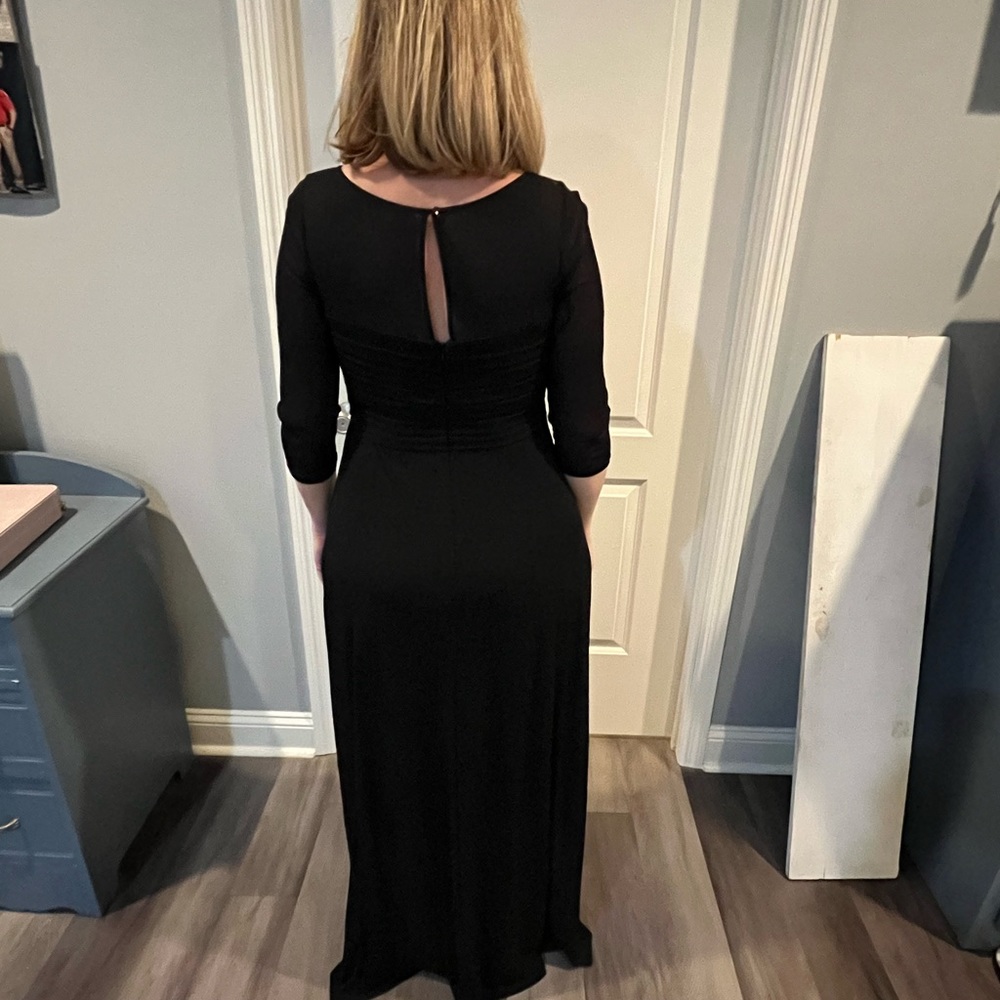 Black Formal dress from Dillards. Brand name is Sangria. Worn once.